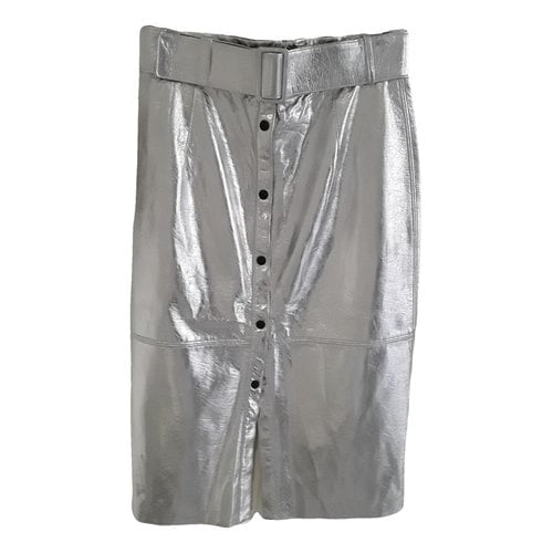 Pre-owned Msgm Vegan Leather Mid-length Skirt In Metallic