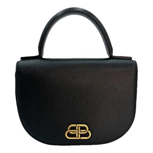 Pre-owned Balenciaga Bb Round Leather Handbag In Black