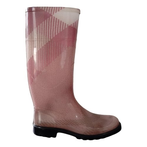 Pre-owned Burberry Wellington Boots In Pink