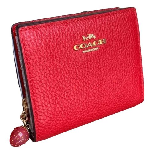 Pre-owned Coach Leather Wallet In Red