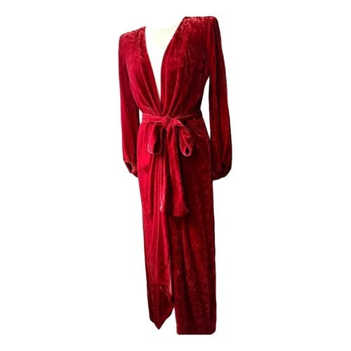 Pre-owned Saint Laurent Velvet Maxi Dress In Red