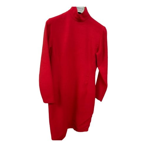 Pre-owned Versace Wool Mini Dress In Red
