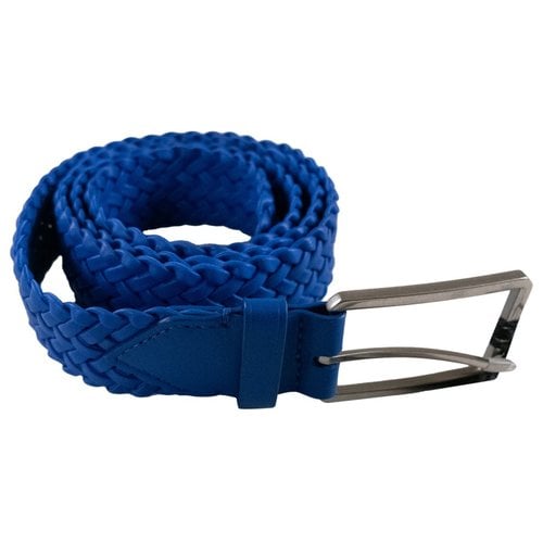 Pre-owned Bottega Veneta Leather Belt In Blue