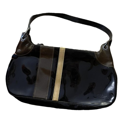 Pre-owned Longchamp Patent Leather Handbag In Black