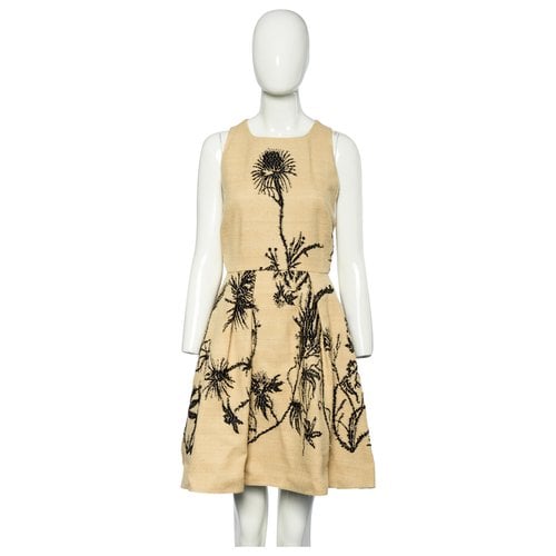 Pre-owned Dior Silk Mid-length Dress In Beige
