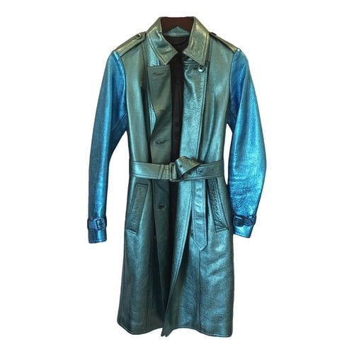 Pre-owned Burberry Leather Trench Coat In Metallic