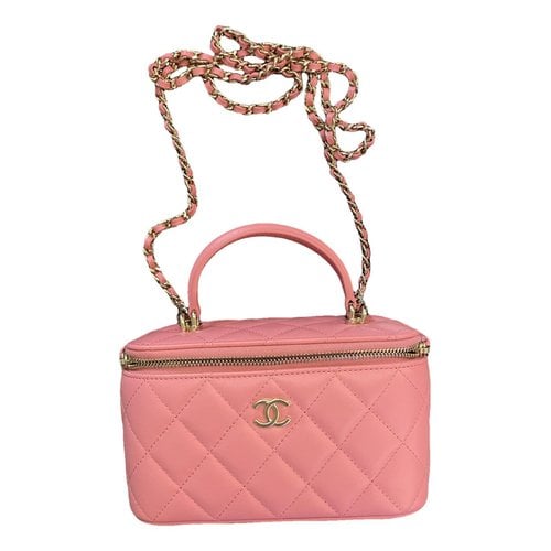 Pre-owned Chanel Vanity Leather Crossbody Bag In Pink