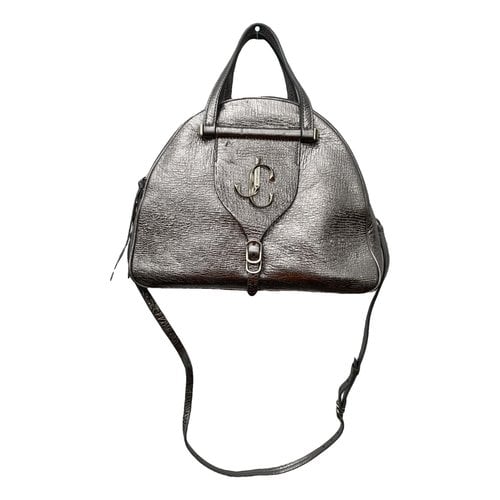 Pre-owned Jimmy Choo Varenne Leather Bowling Bag In Silver