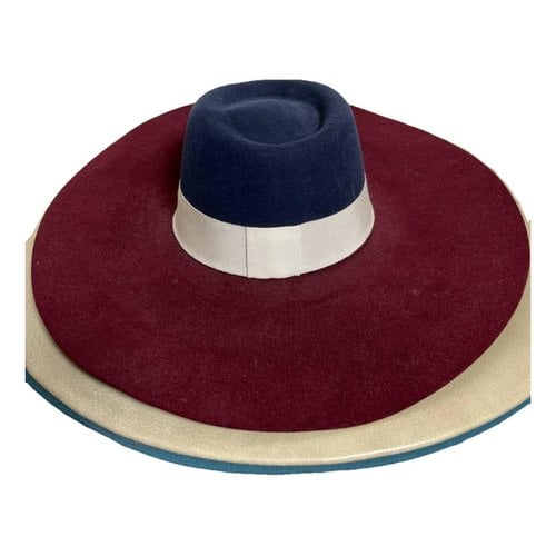 Pre-owned Maison Michel Wool Hat In Burgundy