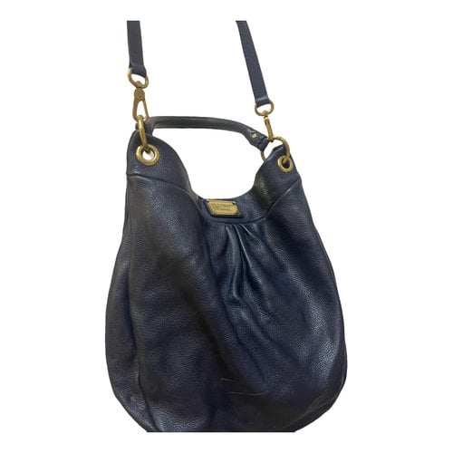Pre-owned Marc By Marc Jacobs Too Hot To Handle Leather Handbag In Navy