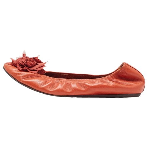 Pre-owned Lanvin Leather Flats In Orange