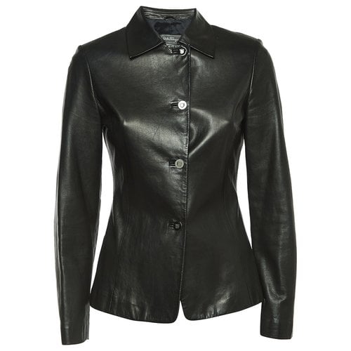 Pre-owned Ferragamo Leather Jacket In Black