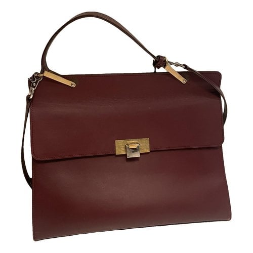 Pre-owned Balenciaga Le Dix Leather Handbag In Burgundy