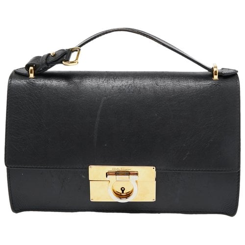 Pre-owned Ferragamo Leather Handbag In Black