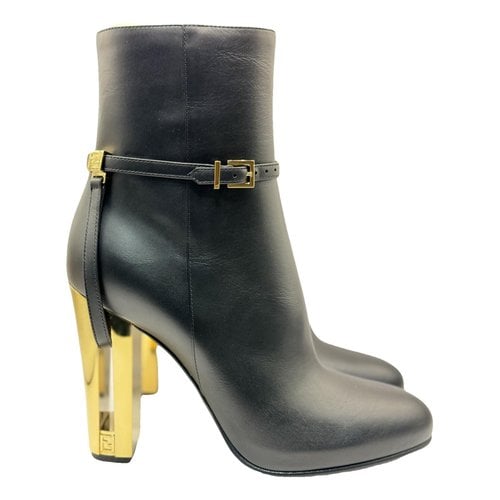Pre-owned Fendi Leather Boots In Black