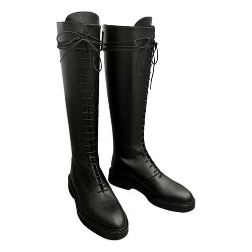 Pre-owned Khaite Leather Riding Boots In Black