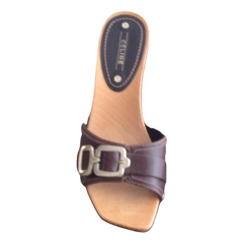 Pre-owned Celine Leather Mules & Clogs In Brown