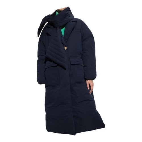 Pre-owned Ganni Puffer In Navy