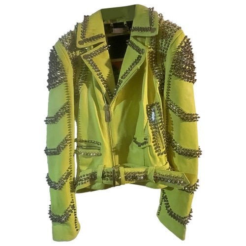 Pre-owned Philipp Plein Leather Short Vest In Green