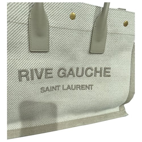 Pre-owned Saint Laurent Rive Gauche Linen Handbag In Beige