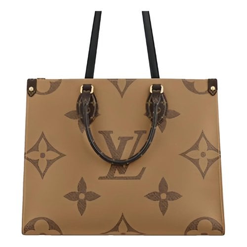 Pre-owned Louis Vuitton Onthego Leather Tote In Beige