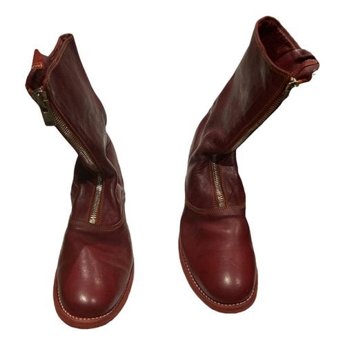 Pre-owned Guidi Leather Boots In Red
