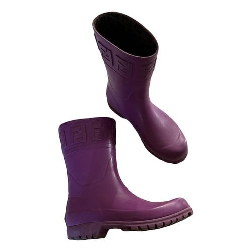 Pre-owned Fendi Wellington Boots In Purple