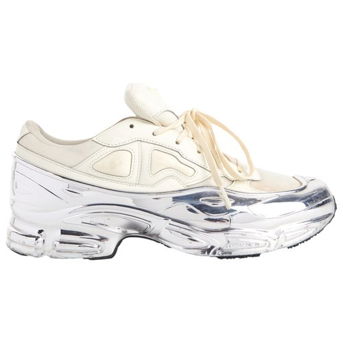 Pre-owned Raf Simons Leather Low Trainers In Ecru