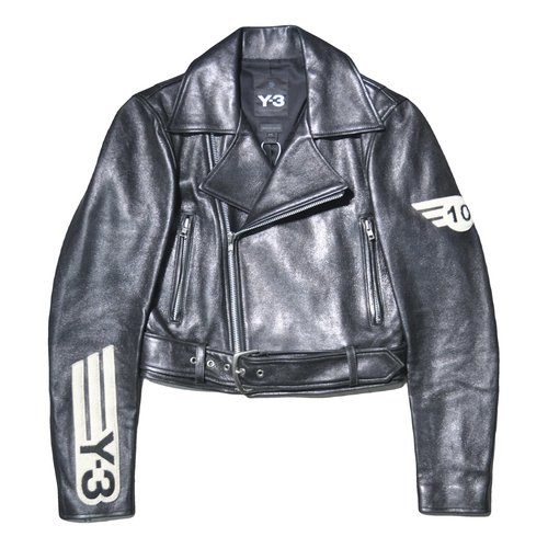 Pre-owned Y-3 Leather Biker Jacket In Black