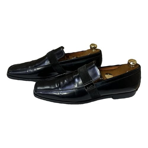 Pre-owned Santoni Patent Leather Flats In Black