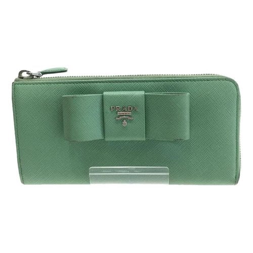 Pre-owned Prada Leather Wallet In Green
