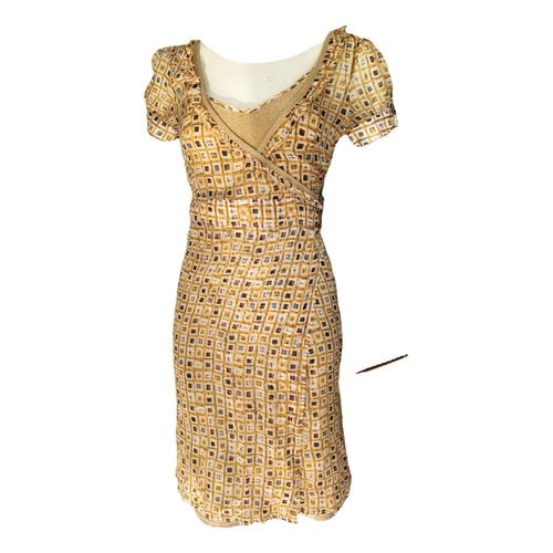 Pre-owned Lm Lulu Silk Mid-length Dress In Gold