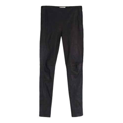 Pre-owned Celine Leather Trousers In Black