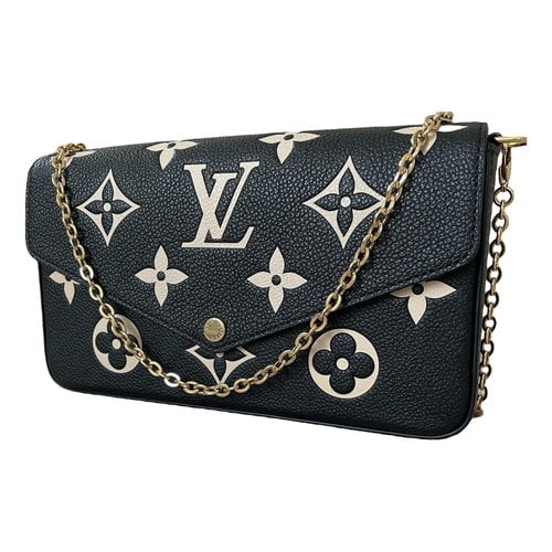 Pre-owned Louis Vuitton Félicie Leather Clutch Bag In Black