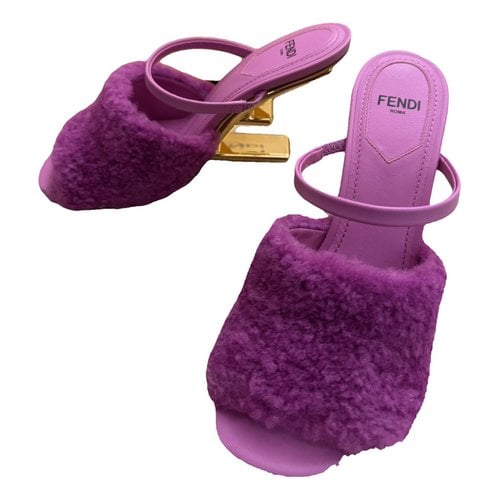 Pre-owned Fendi First Leather Sandal In Purple