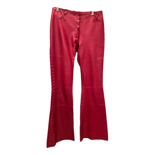 Pre-owned Dolce & Gabbana Leather Straight Pants In Red
