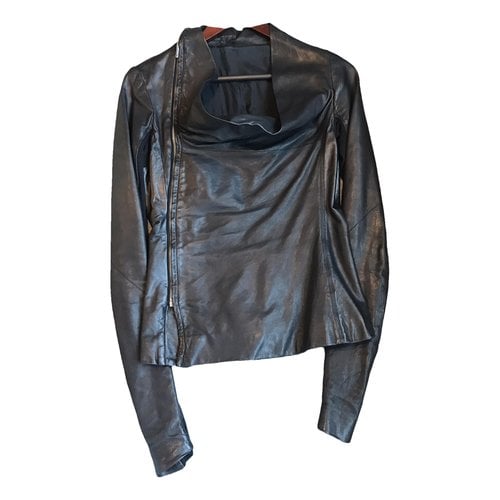Pre-owned Rick Owens Leather Biker Jacket In Black