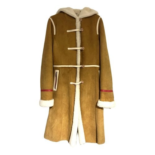 Pre-owned Miu Miu Wool Coat In Brown
