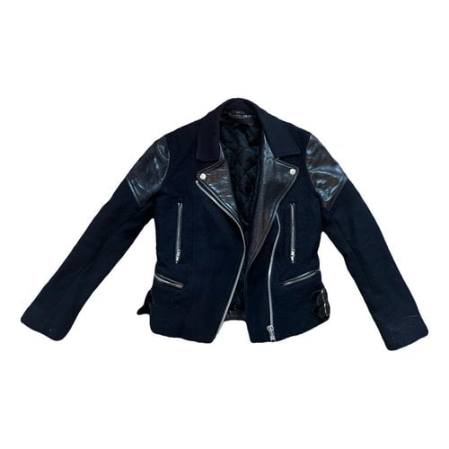 Pre-owned Victoria Beckham Leather Jacket In Navy