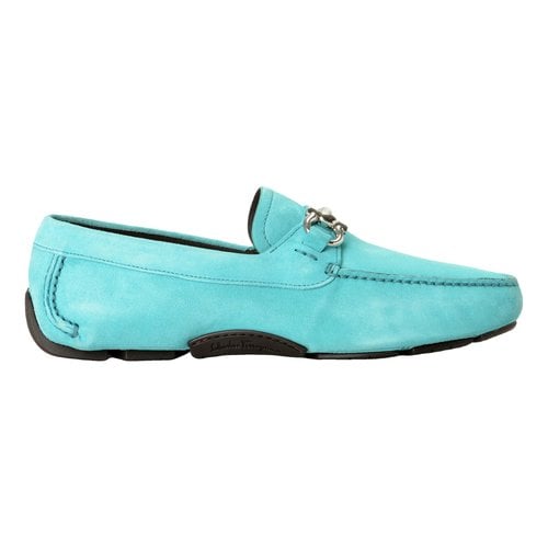Pre-owned Ferragamo Flats In Turquoise
