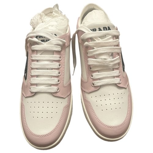 Pre-owned Prada Downtown Leather Trainers In Pink