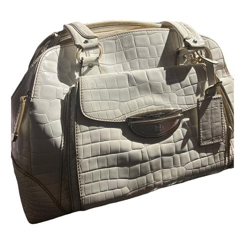 Pre-owned Lancel Adjani Leather Handbag In White