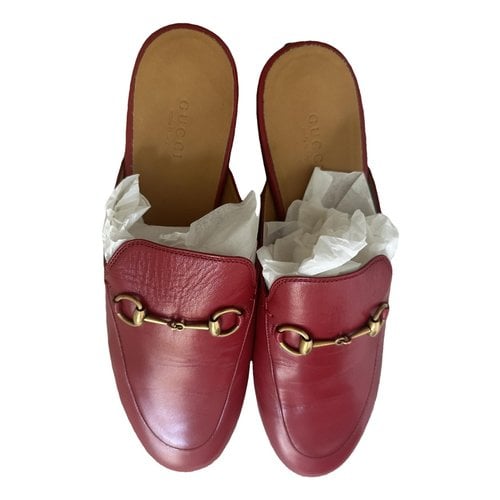 Pre-owned Gucci Leather Flats In Silver