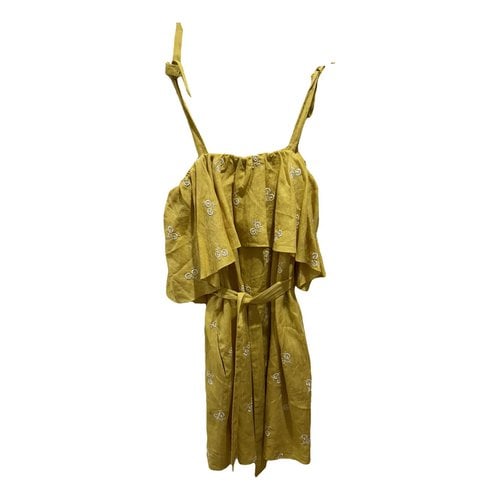 Pre-owned Erdem Linen Mini Dress In Yellow