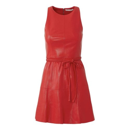 Pre-owned Alice And Olivia Vegan Leather Mini Dress In Red