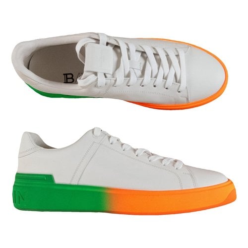 Pre-owned Balmain Leather Low Trainers In White