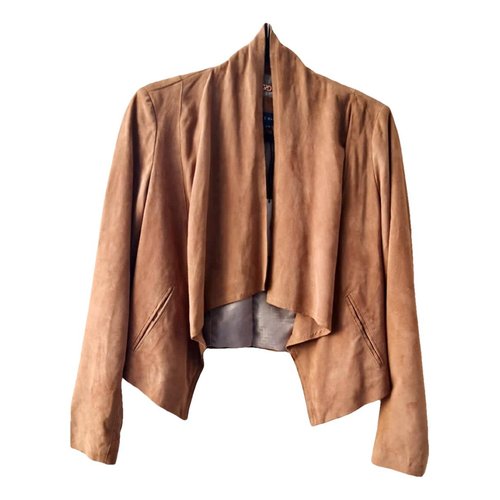 Pre-owned Cole Haan Leather Jacket In Camel