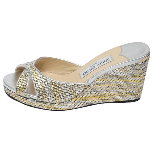 Pre-owned Jimmy Choo Cloth Espadrilles In Silver