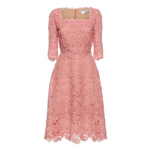 Pre-owned Oscar De La Renta Mid-length Dress In Pink