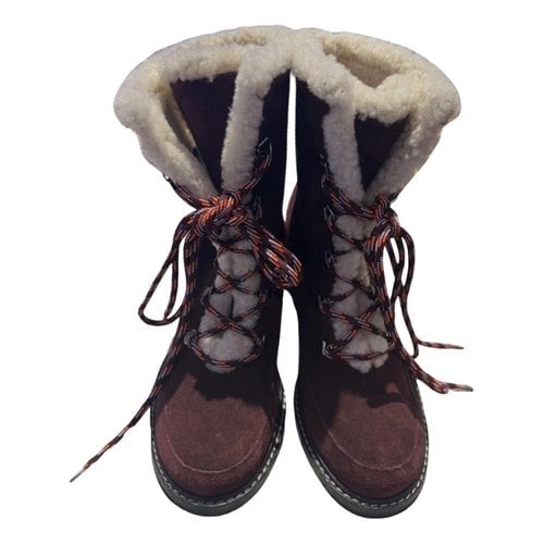 Pre-owned Stuart Weitzman Snow Boots In Burgundy